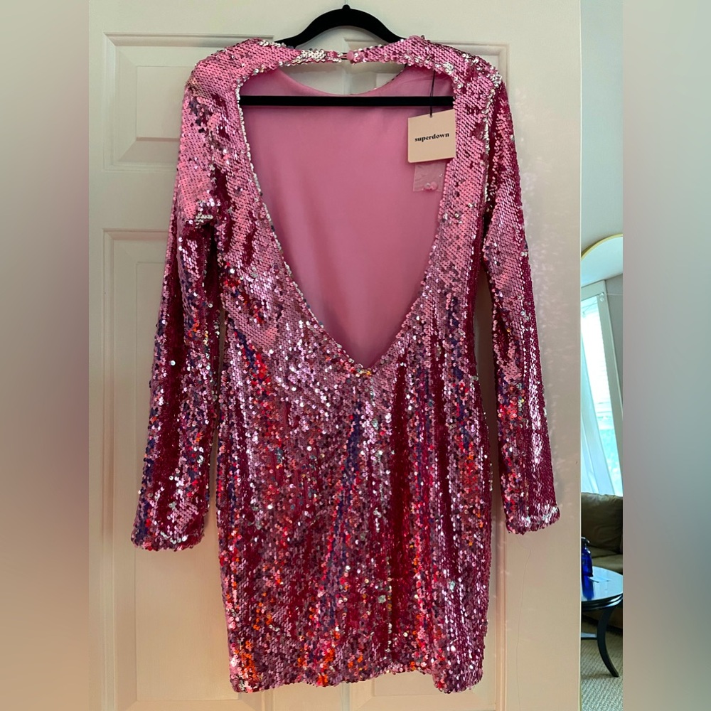 Revolve Super down Cindi Pink Sequin Dress Size Medium